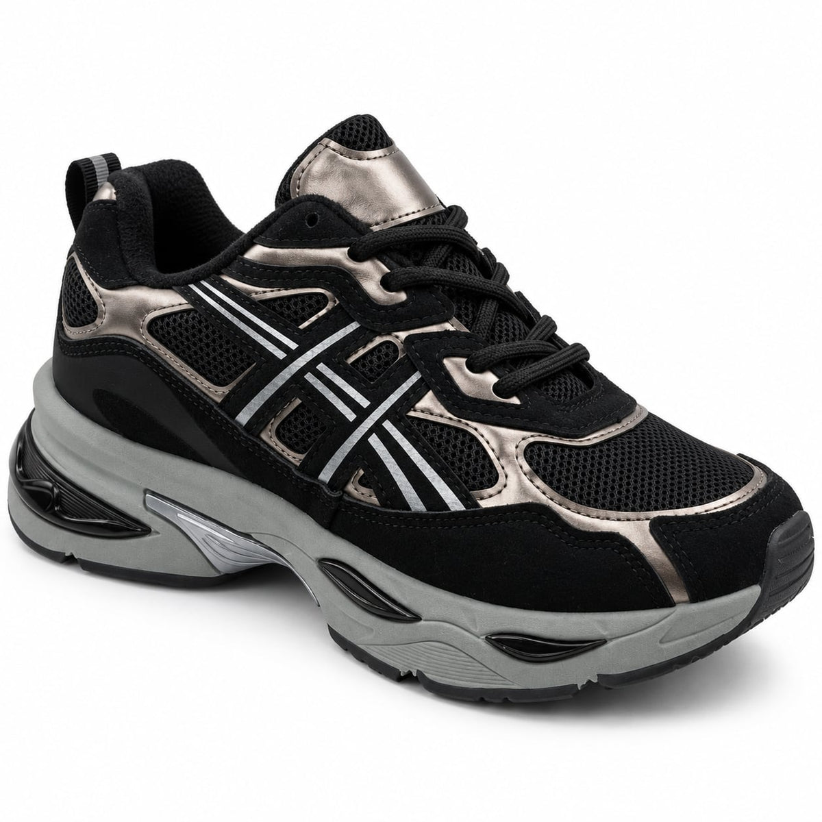 Zapatilla Metal Runner color Negro - tres cuartos