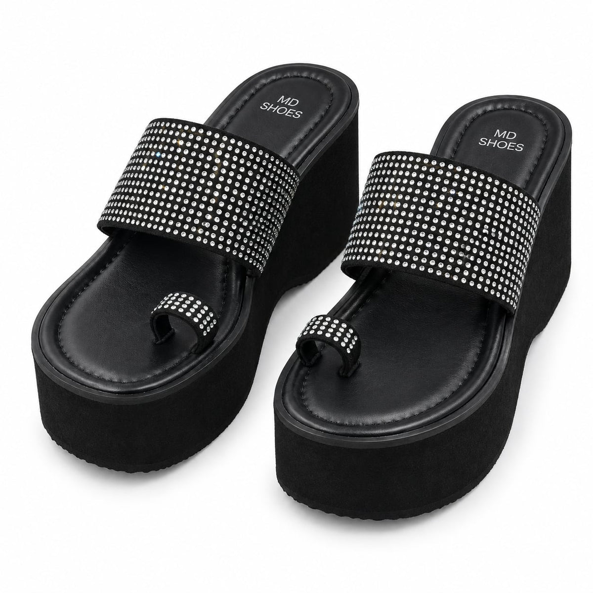 Sandalia Plataforma Anillo Glam color Negro - par