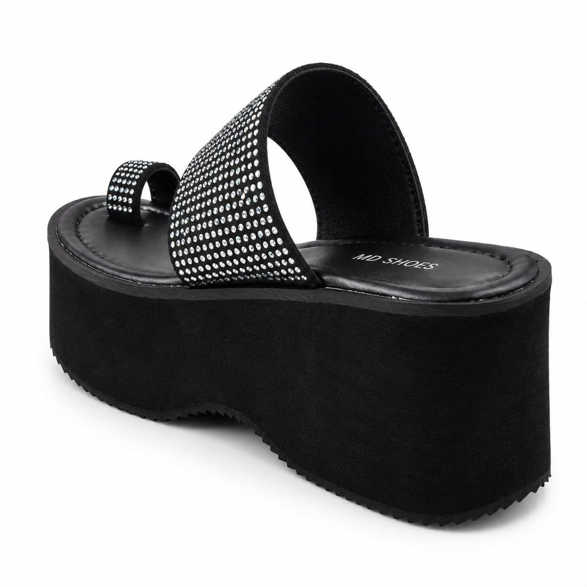 Sandalia Plataforma Anillo Glam color Negro - trasera