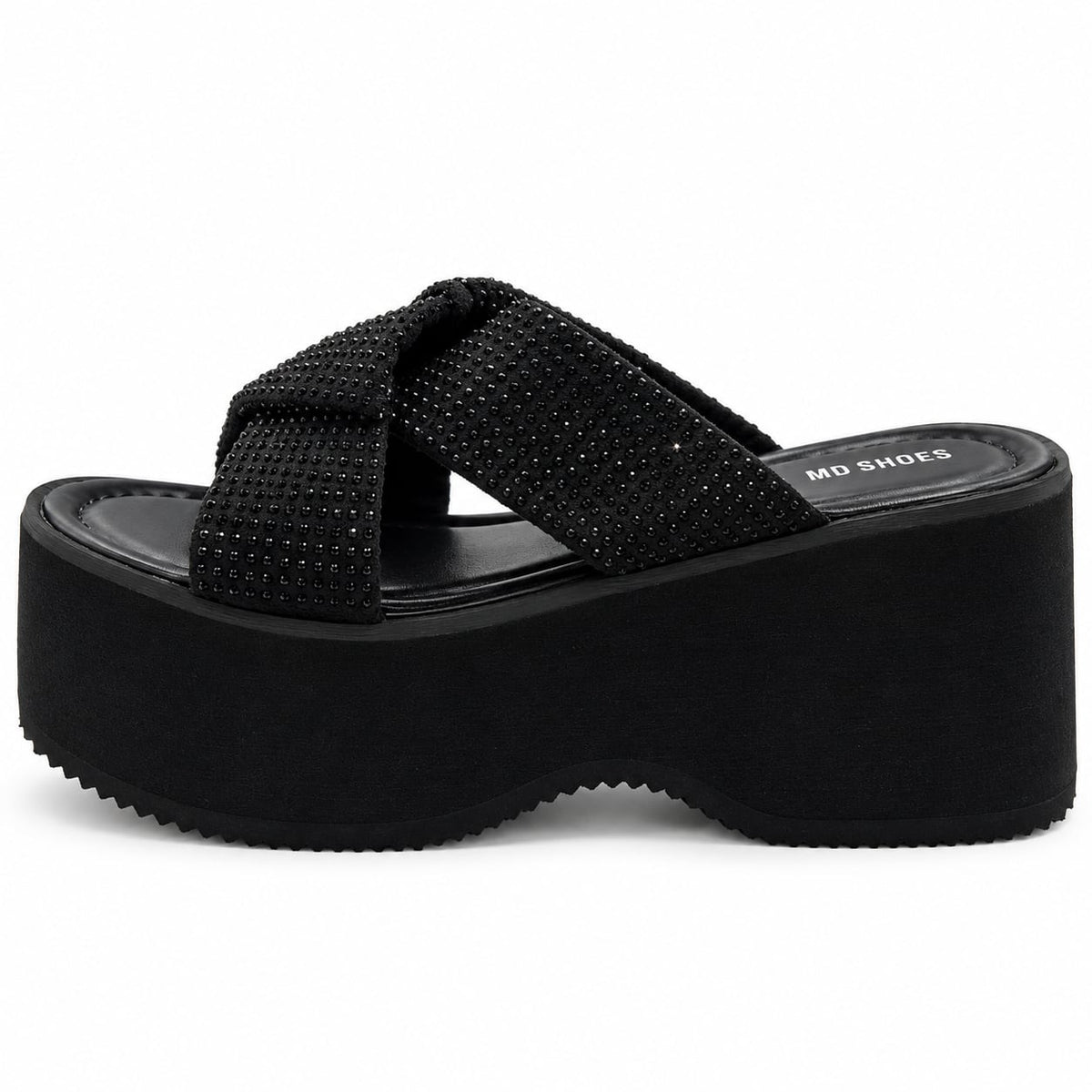 Sandalia Plataforma Cruzada Noir color Negro - lateral interior