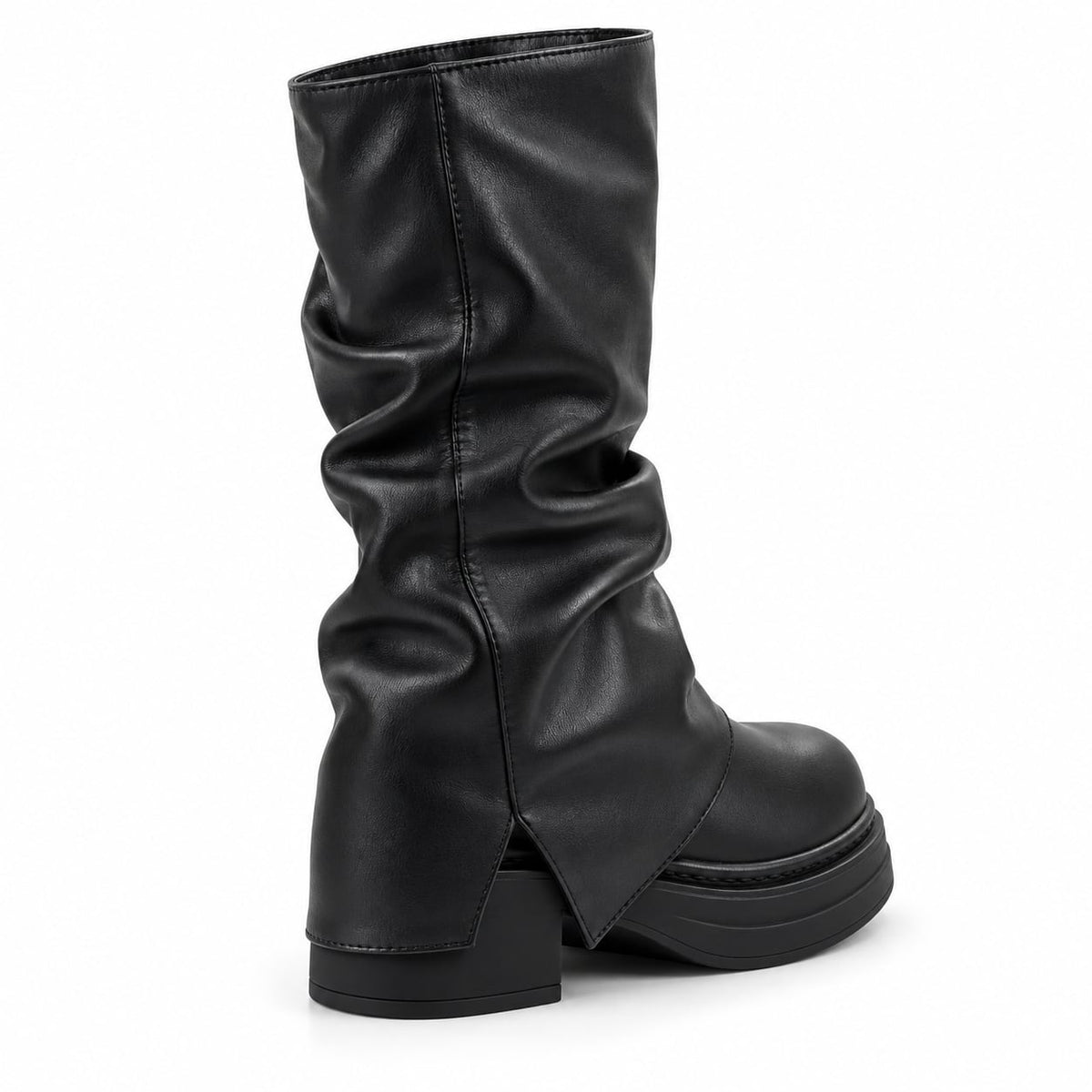 Bota Slouchy Doble Hebilla color Negro - trasera