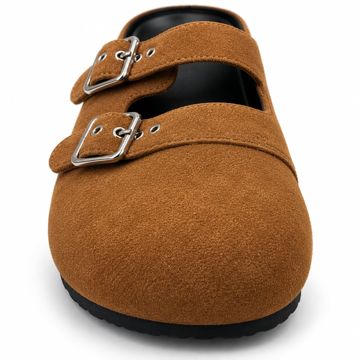 Zueco Mule Doble Hebilla color Camel - de frente