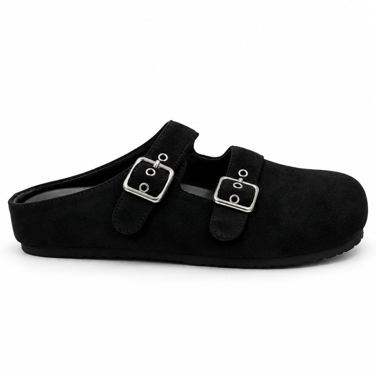 Zueco Mule Doble Hebilla color Negro - lateral