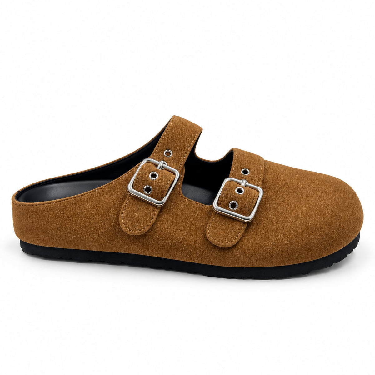 Zueco Mule Doble Hebilla color Camel - lateral