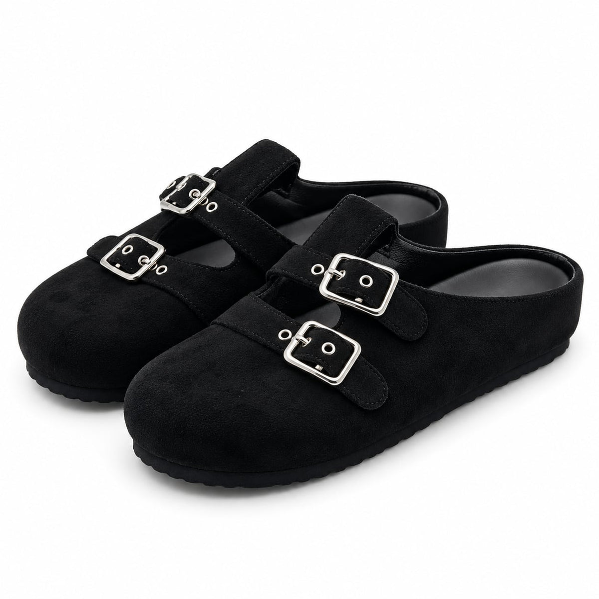 Zueco Mule Doble Hebilla color Negro - par