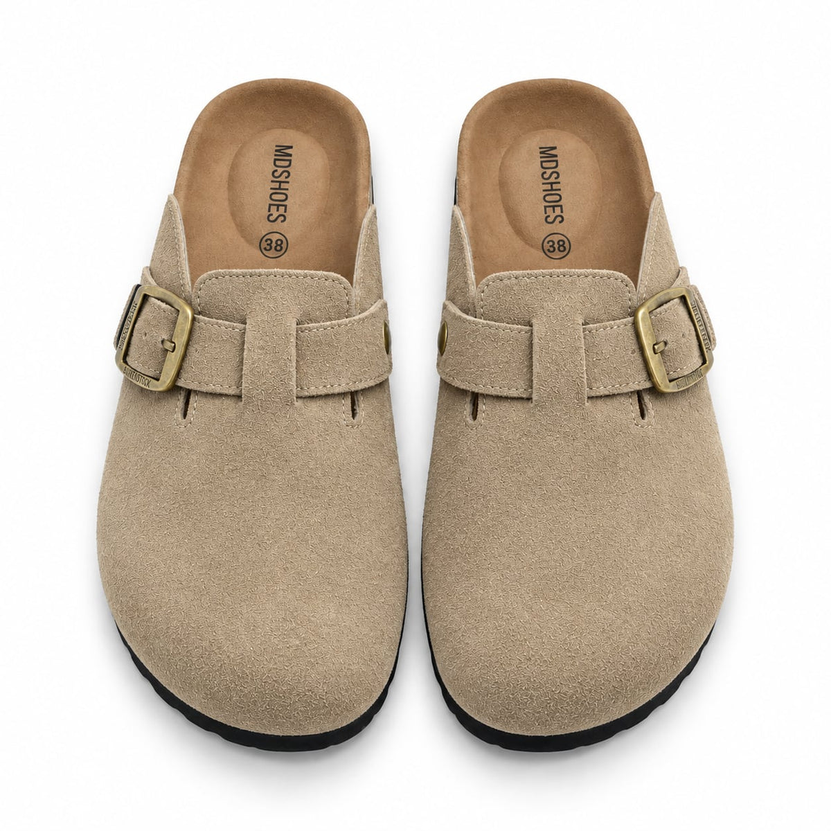 Zueco Corcho Hebilla Dorada color Beige - superior
