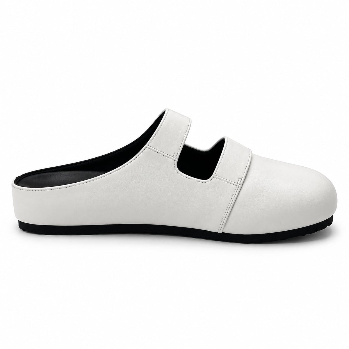 Zueco Mule Doble Hebilla color Blanco - lateral