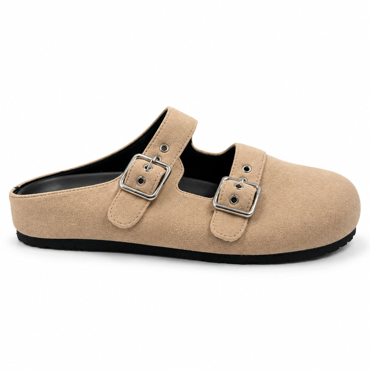 Zueco Mule Doble Hebilla color Beige - lateral