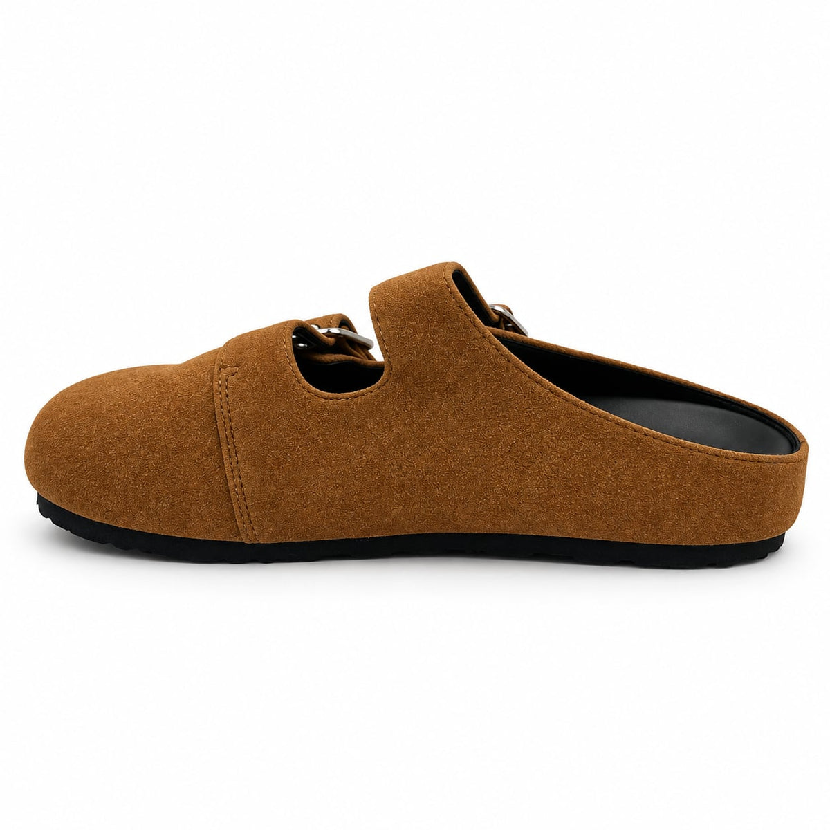 Zueco Mule Doble Hebilla color Camel - lateral interior