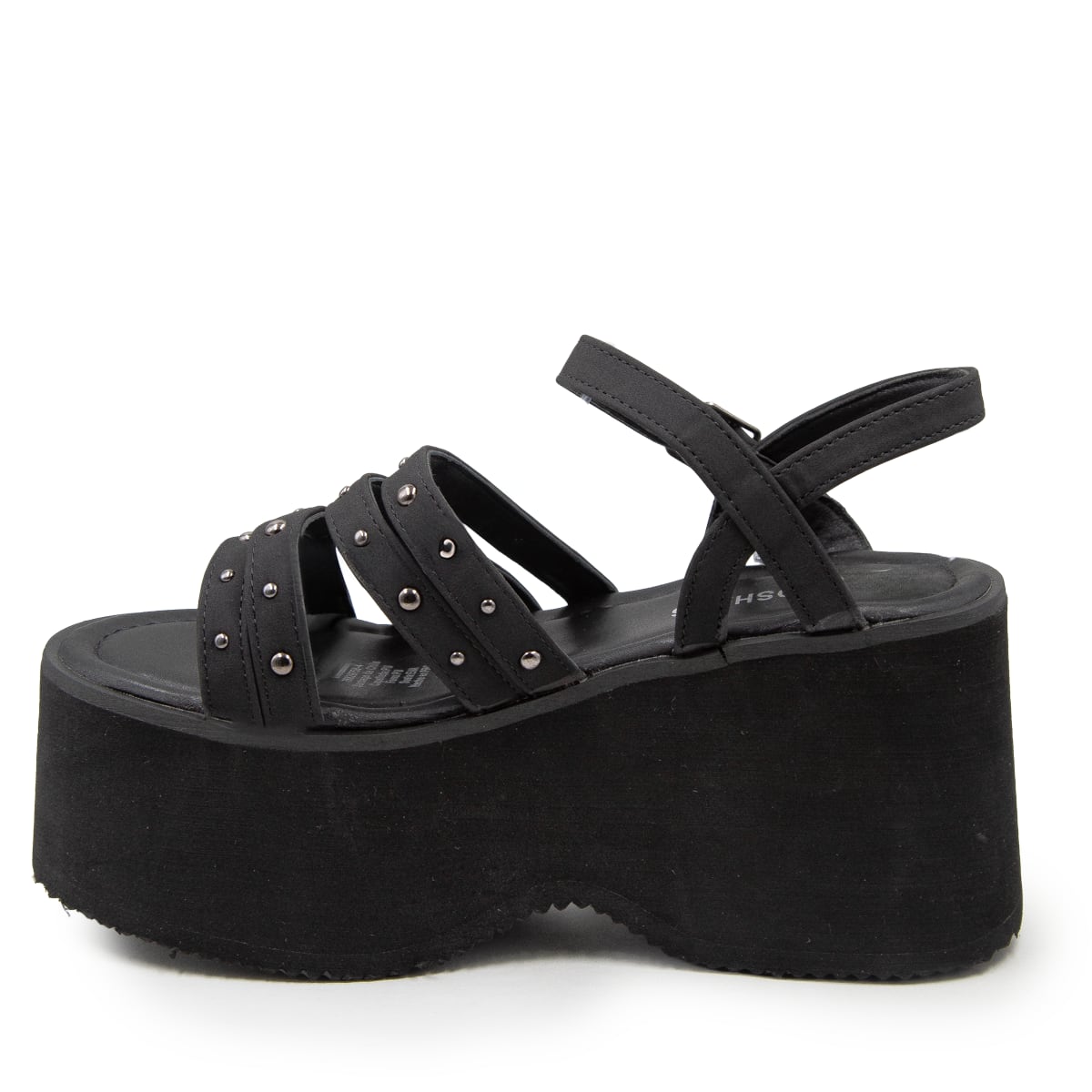 Sandalia Plataforma Tiras Tachas color Negro - lateral interior