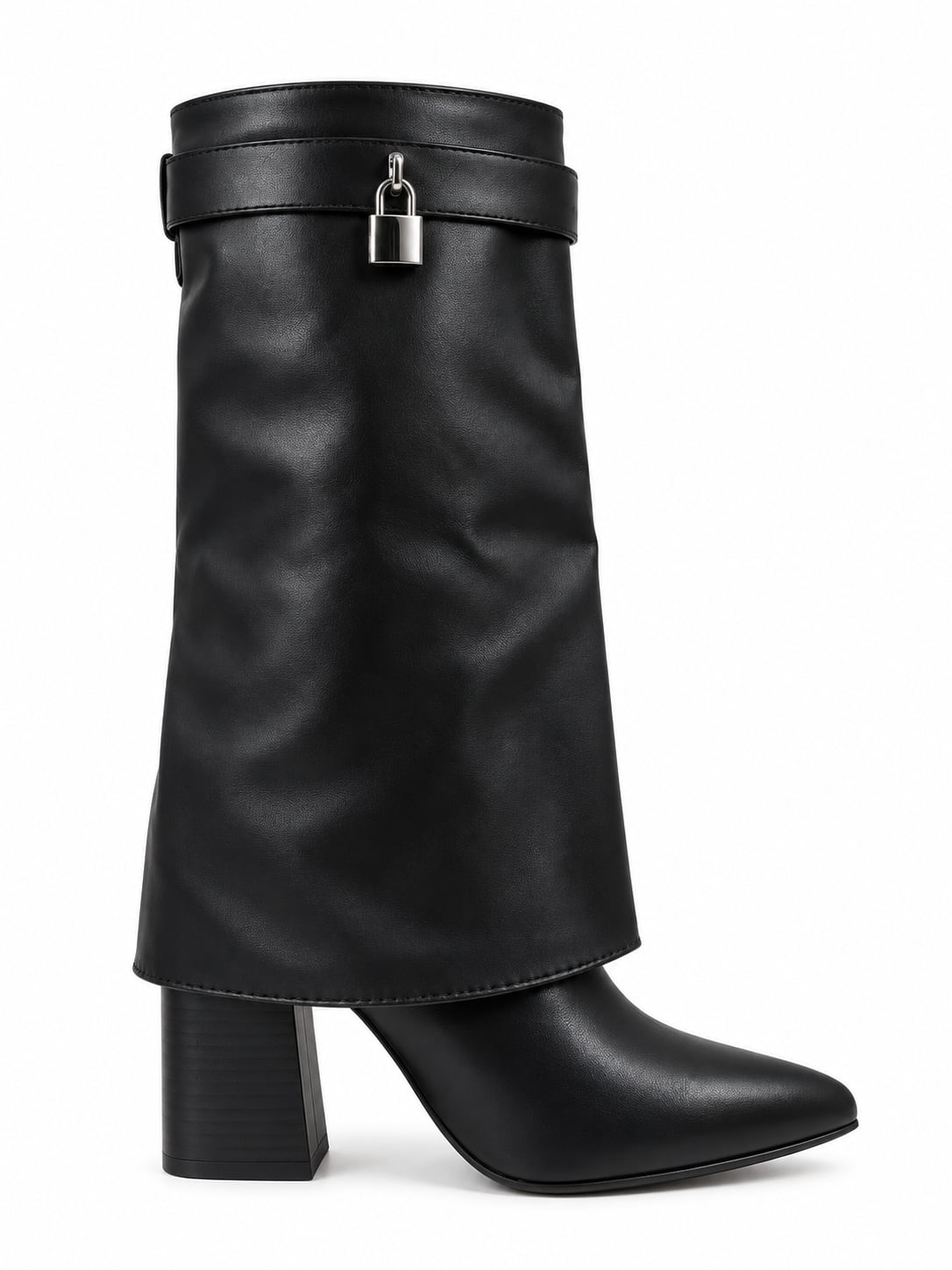 Bota Candado Caña Media color Negro - lateral