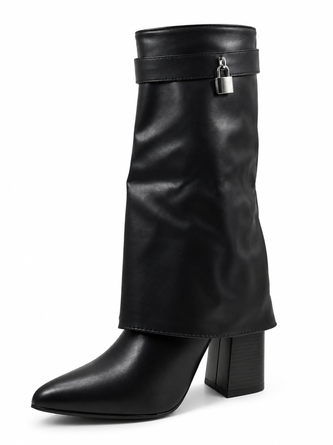 Bota Candado Caña Media color Negro - tres cuartos