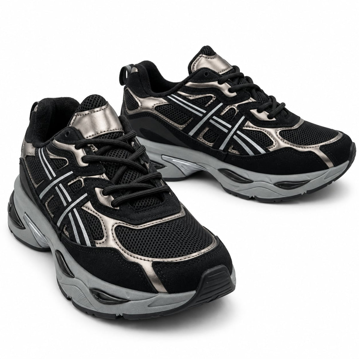 Zapatilla Metal Runner color Negro - par en angulo