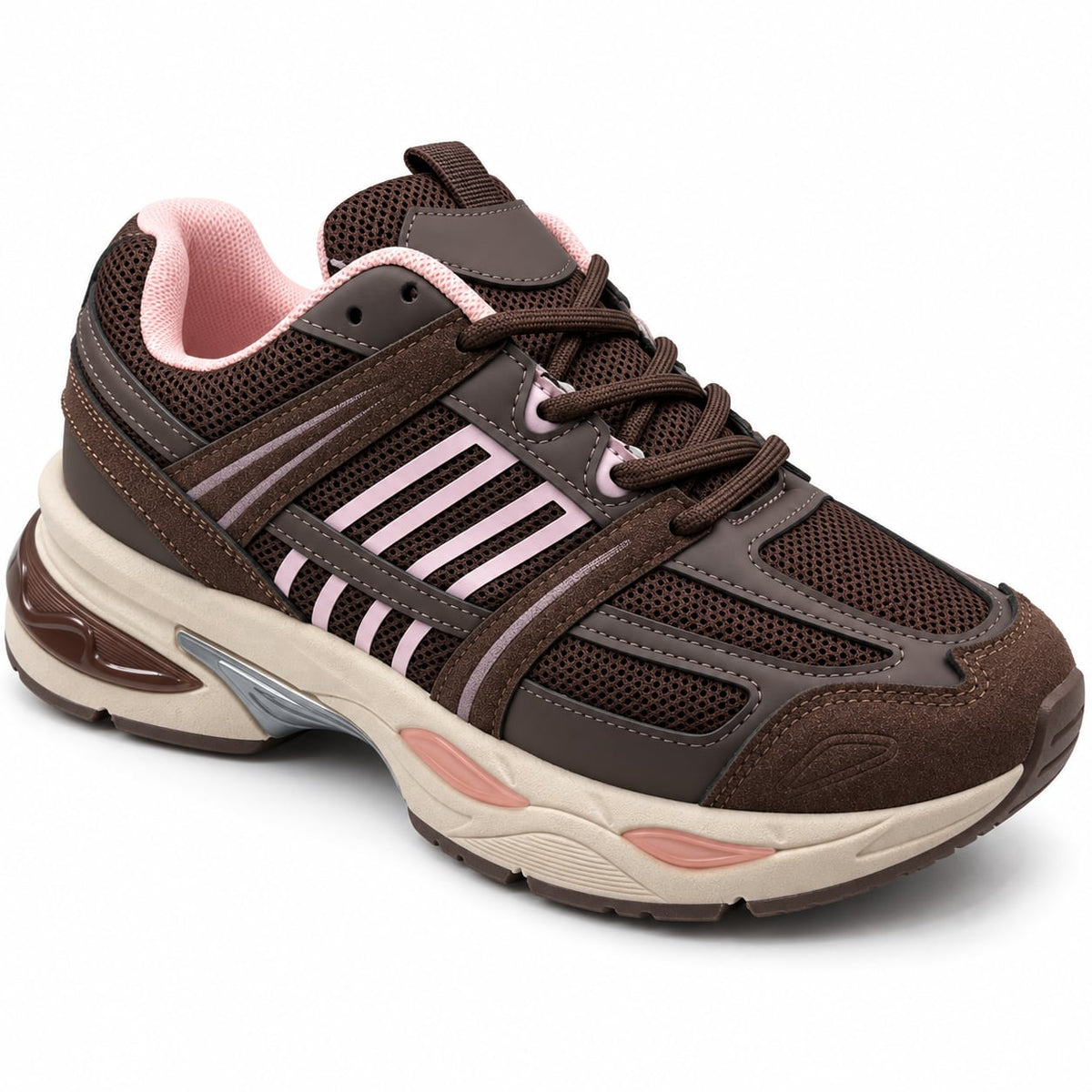 Zapatilla Retro Runner color Café - tres cuartos