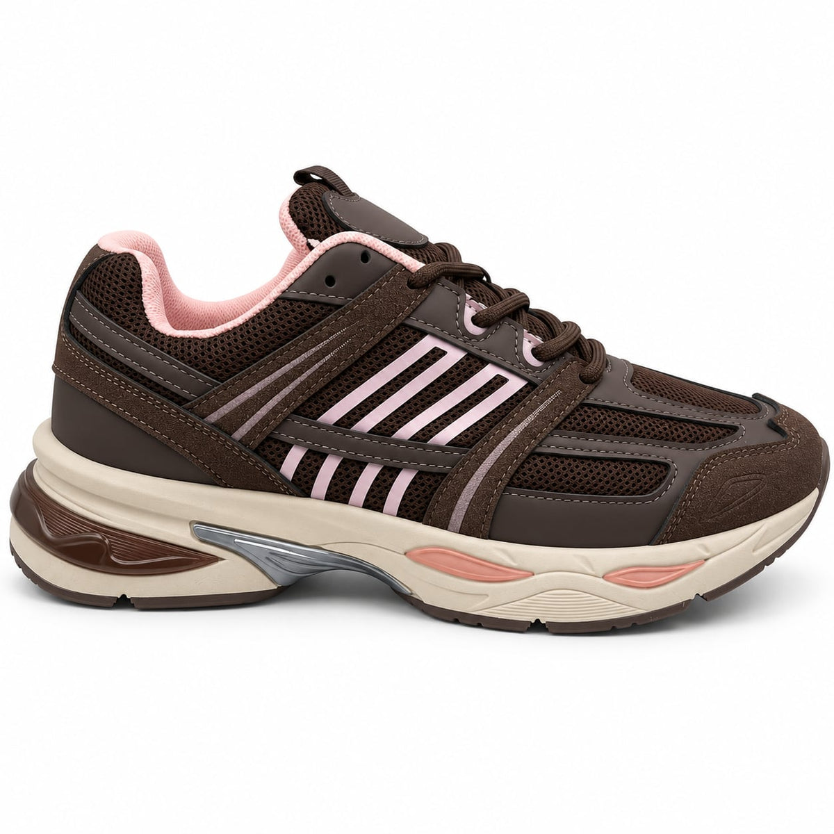 Zapatilla Retro Runner color Café - lateral