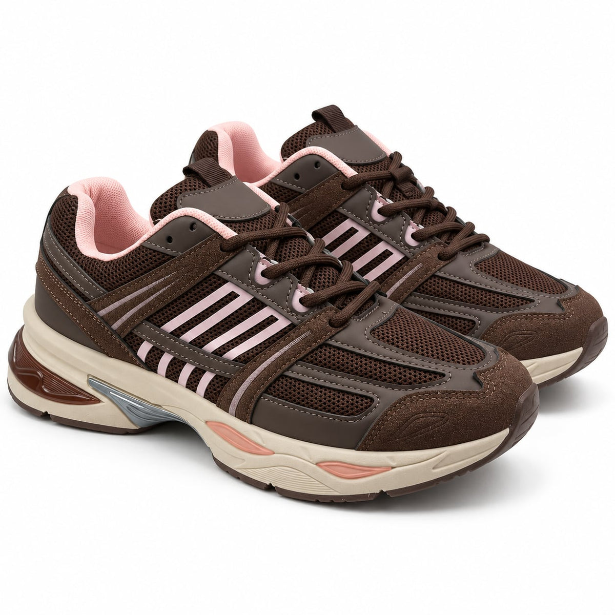 Zapatilla Retro Runner color Café - par en angulo