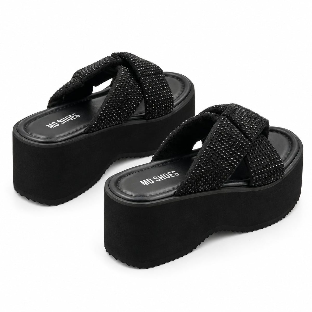 Sandalia Plataforma Cruzada Noir color Negro - trasera