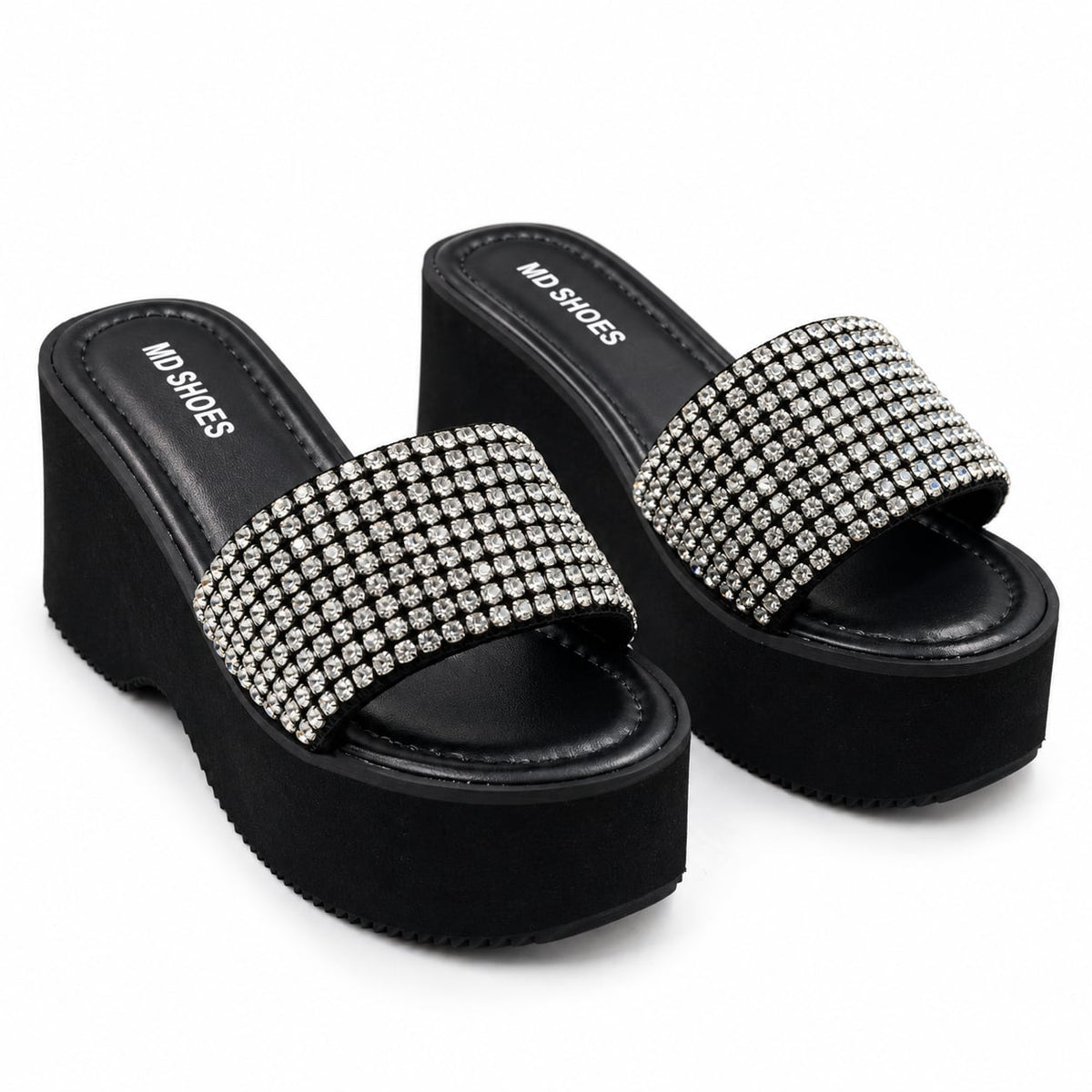 Sandalia Plataforma Strass color Negro - par