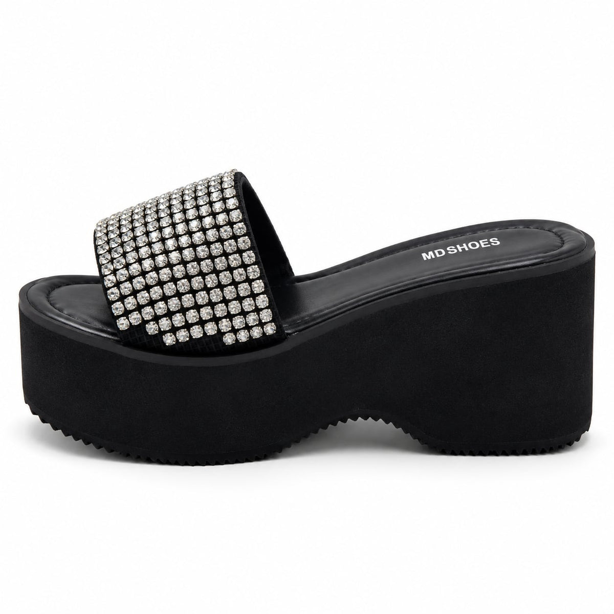Sandalia Plataforma Strass color Negro - lateral