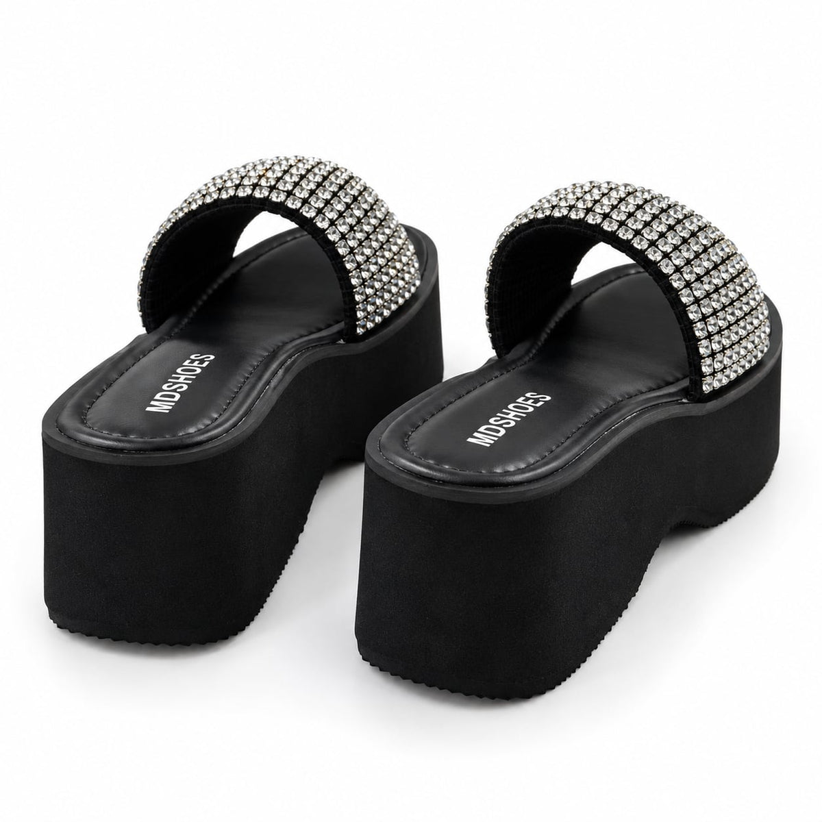 Sandalia Plataforma Strass color Negro - trasera