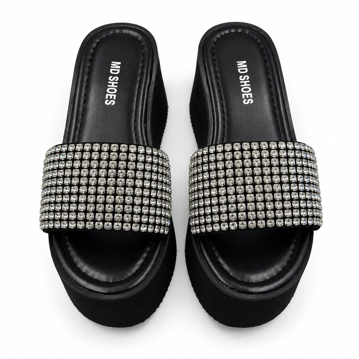 Sandalia Plataforma Strass color Negro - superior