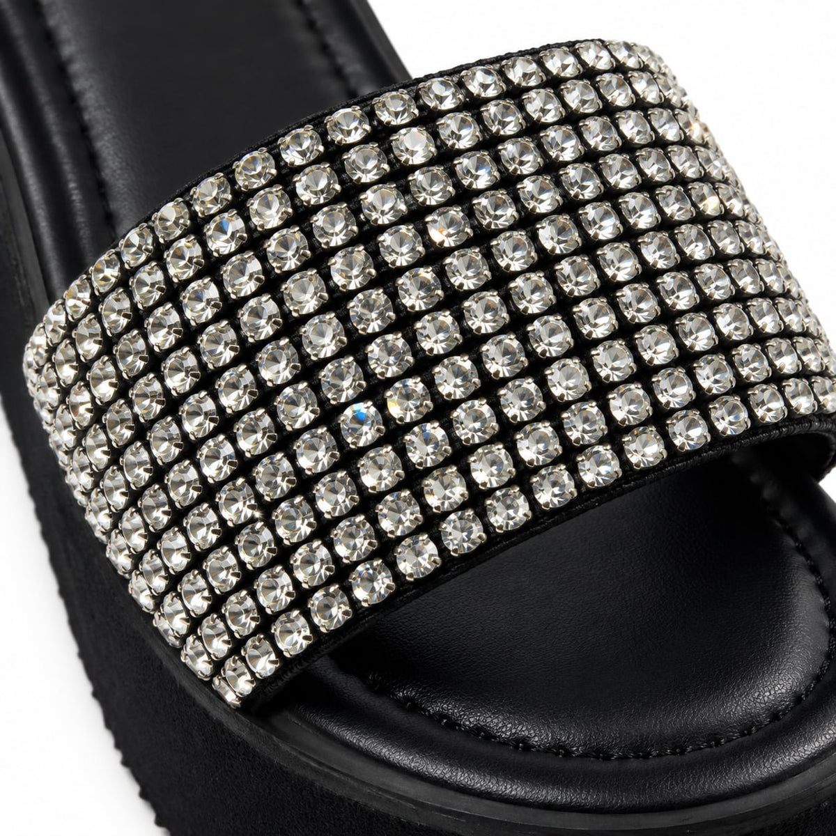 Sandalia Plataforma Strass color Negro - detalle del strass