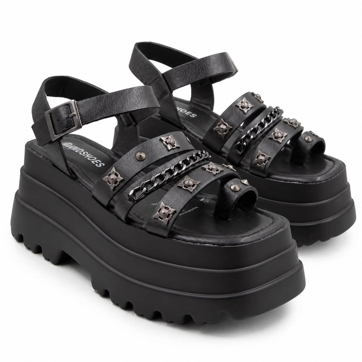 Sandalia Track Cadena y Tachas color Negro - par