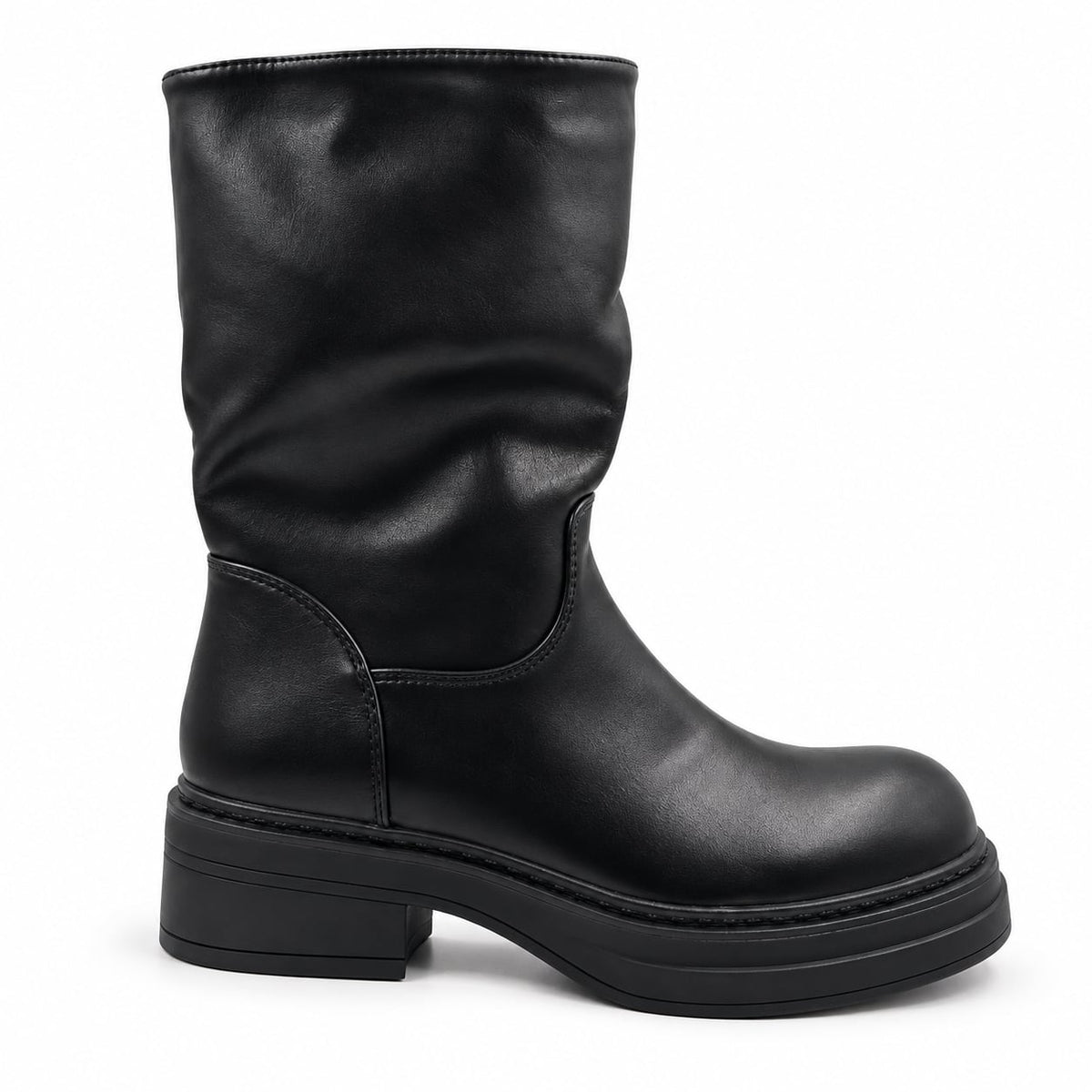 Bota Shark Plataforma 2 en 1 Gamuza color Negro - sin capa tres cuartos