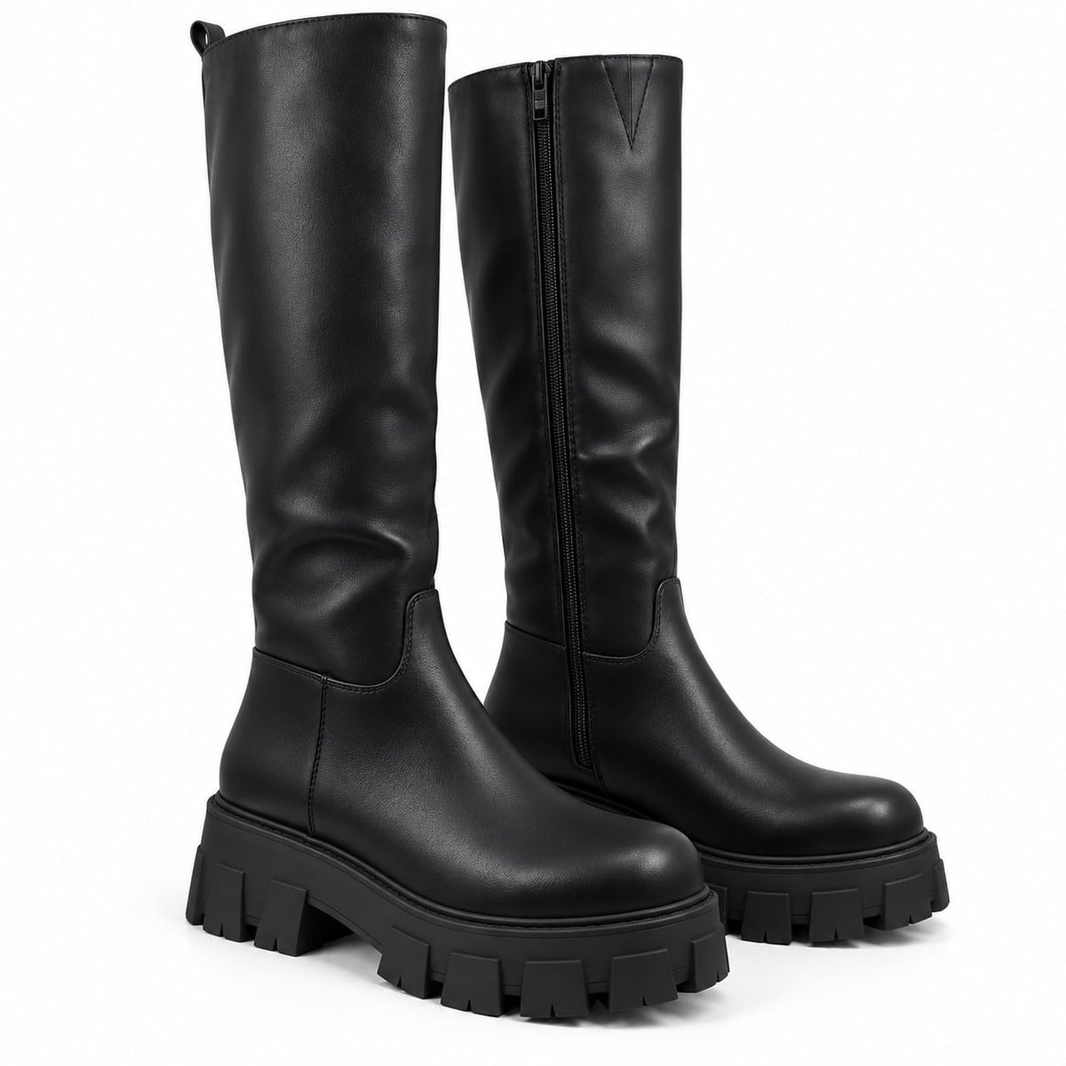 Bota Plataforma Caña Larga color Negro - par tres cuartos