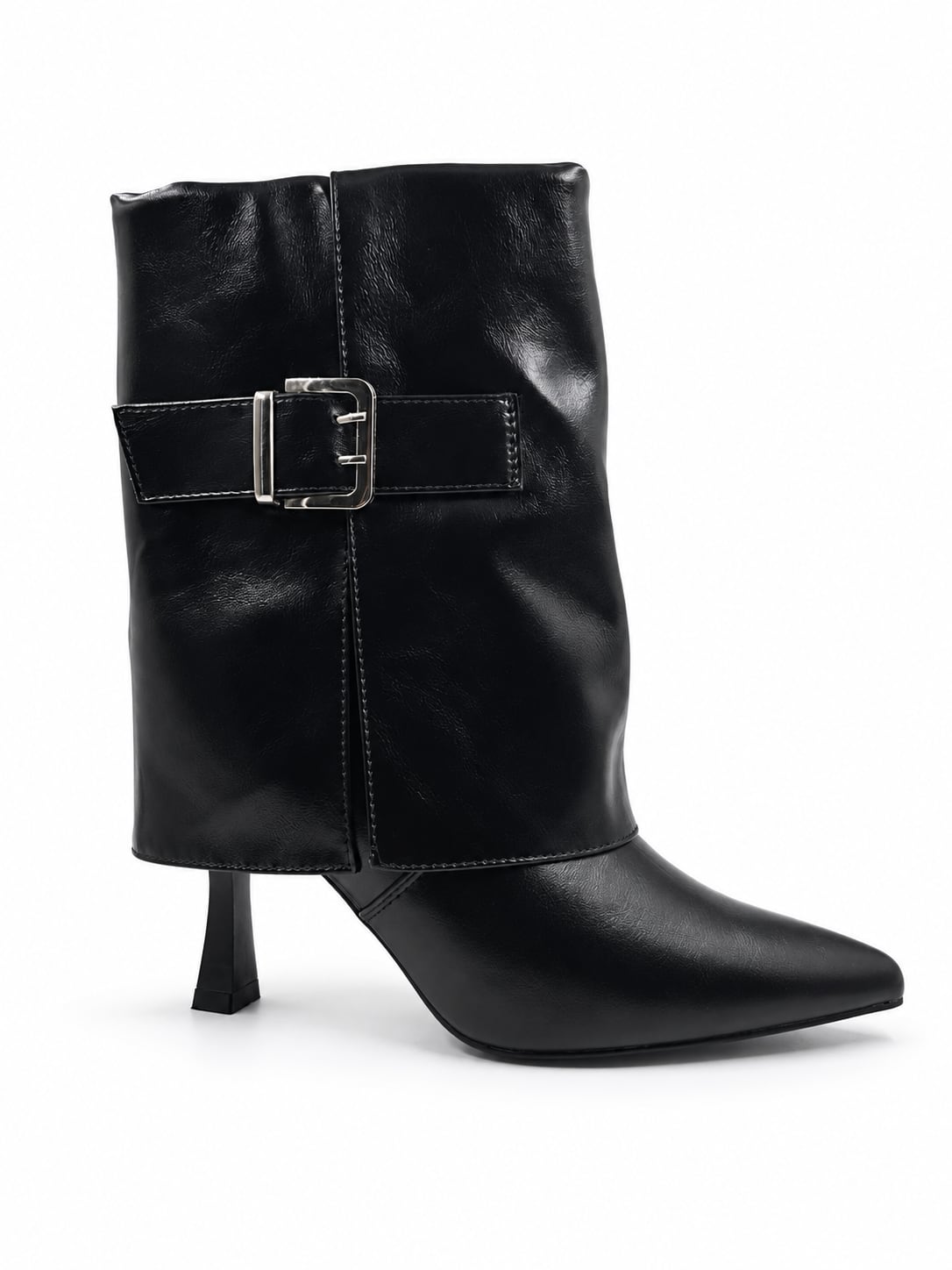Bota Caña Media Taco color Negro - lateral