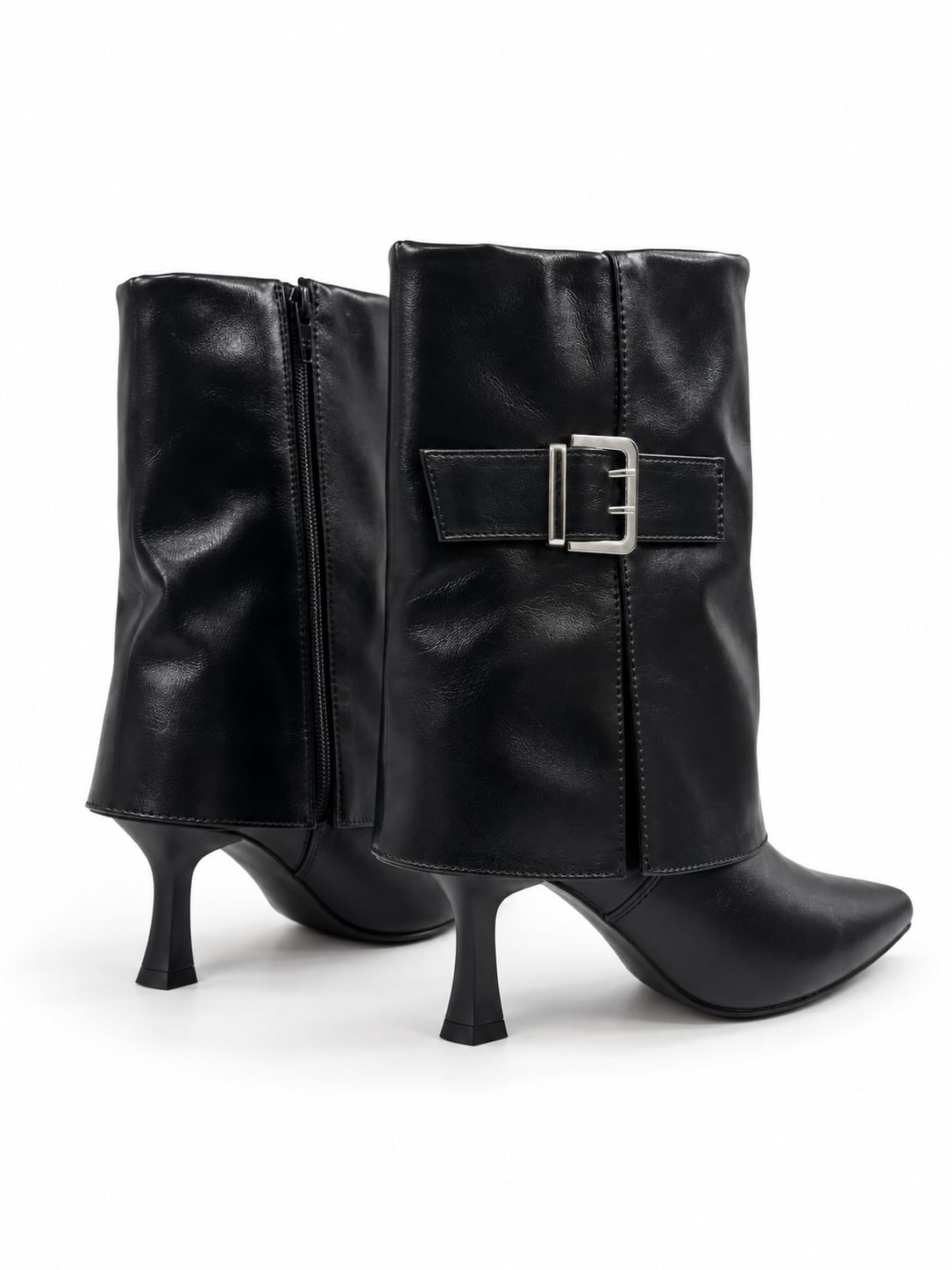Bota Caña Media Taco color Negro - par trasero