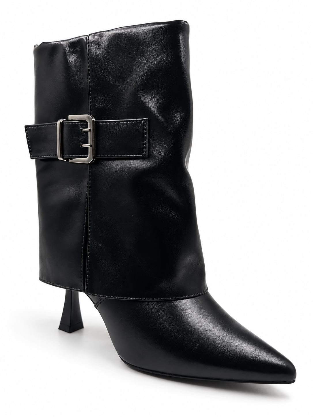 Bota Caña Media Taco color Negro - tres cuartos