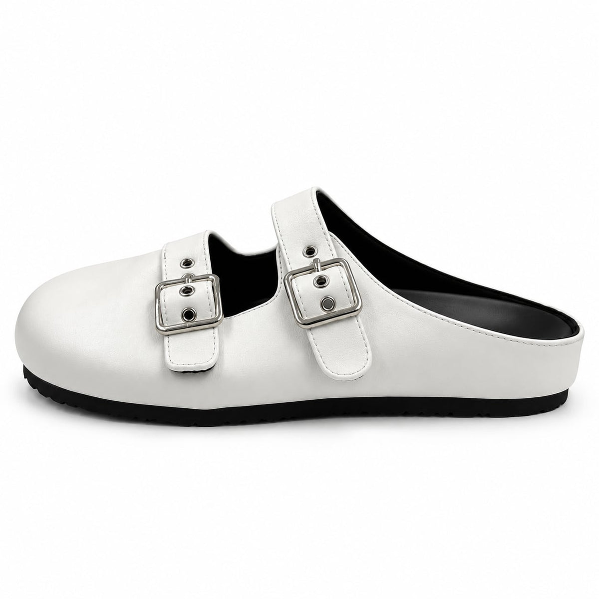 Zueco Mule Doble Hebilla color Blanco - lateral interior