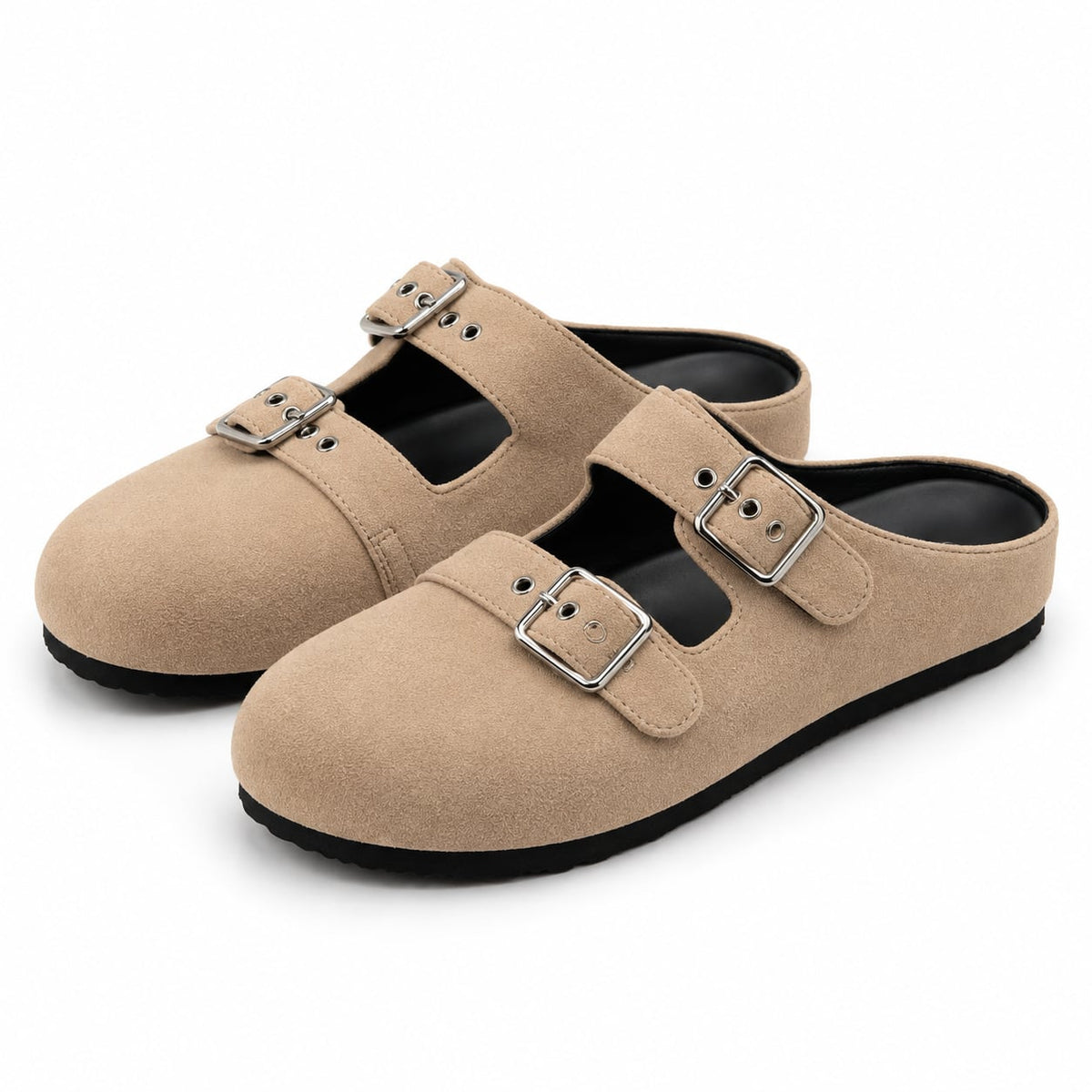 Zueco Mule Doble Hebilla color Beige - par