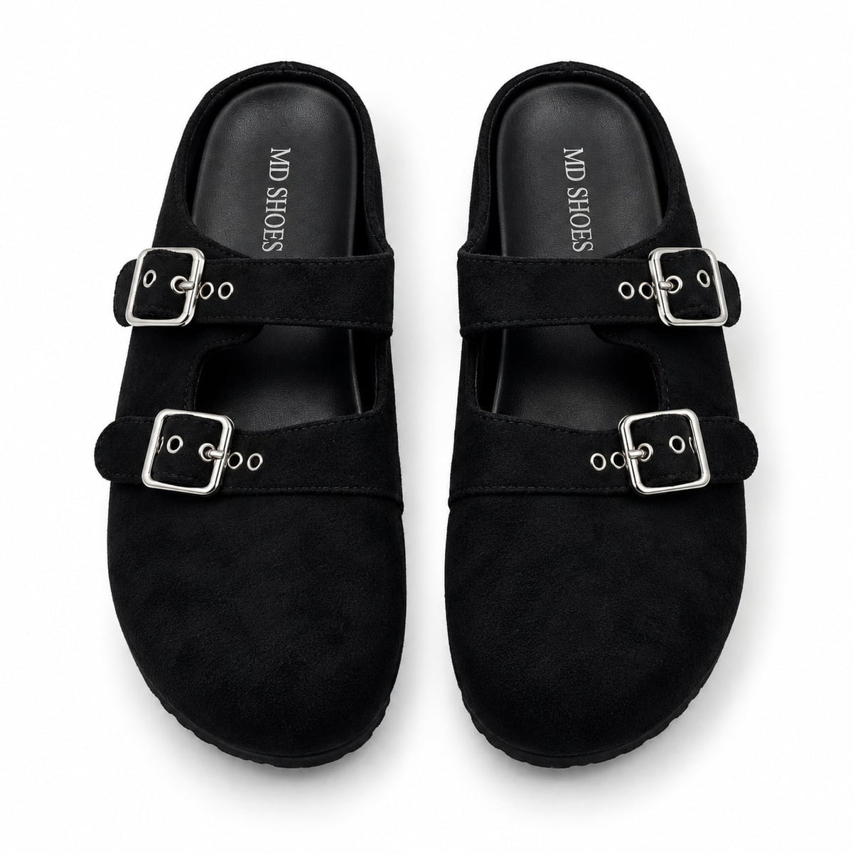 Zueco Mule Doble Hebilla color Negro - superior