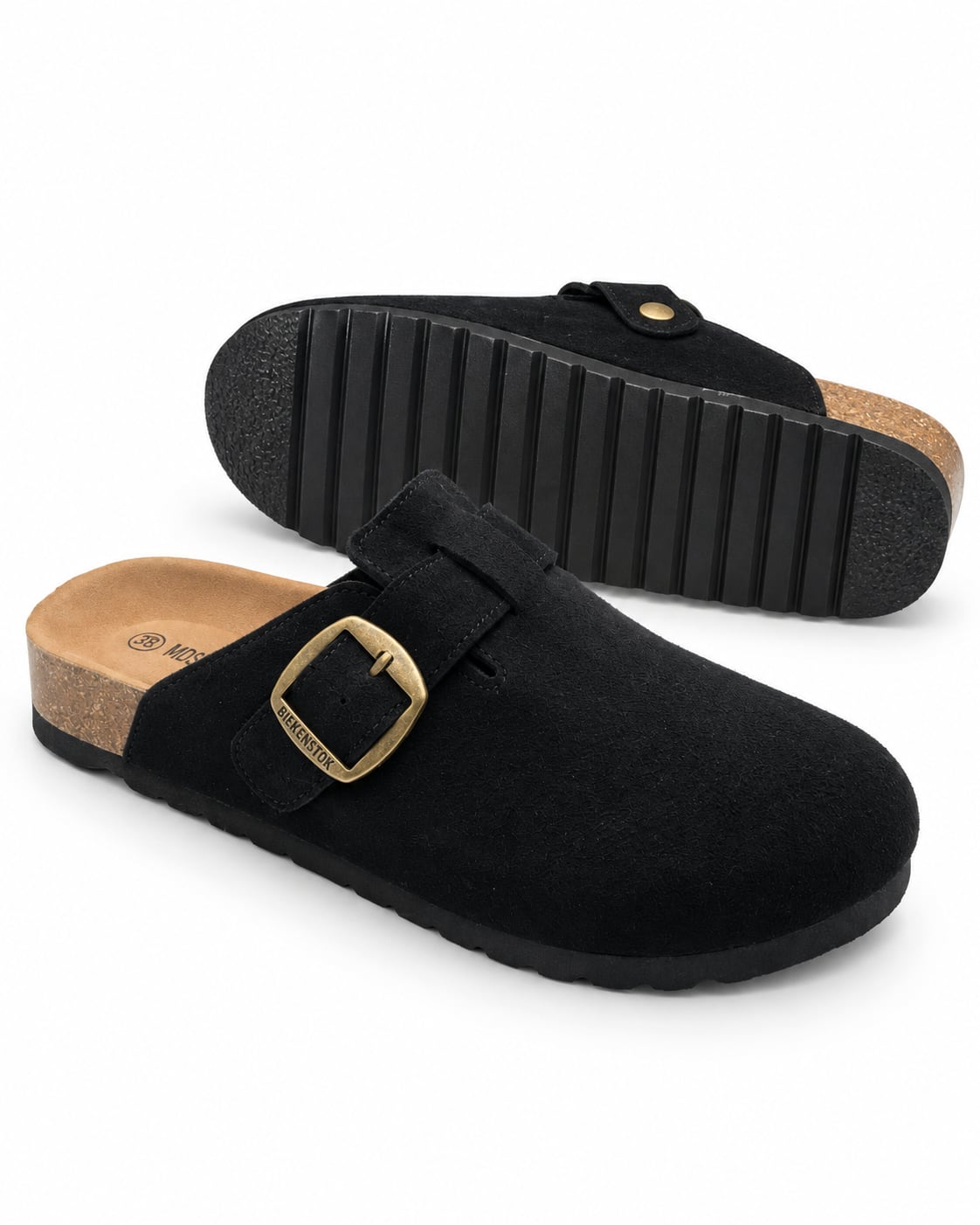 Zueco Corcho Hebilla Dorada color Negro - suela