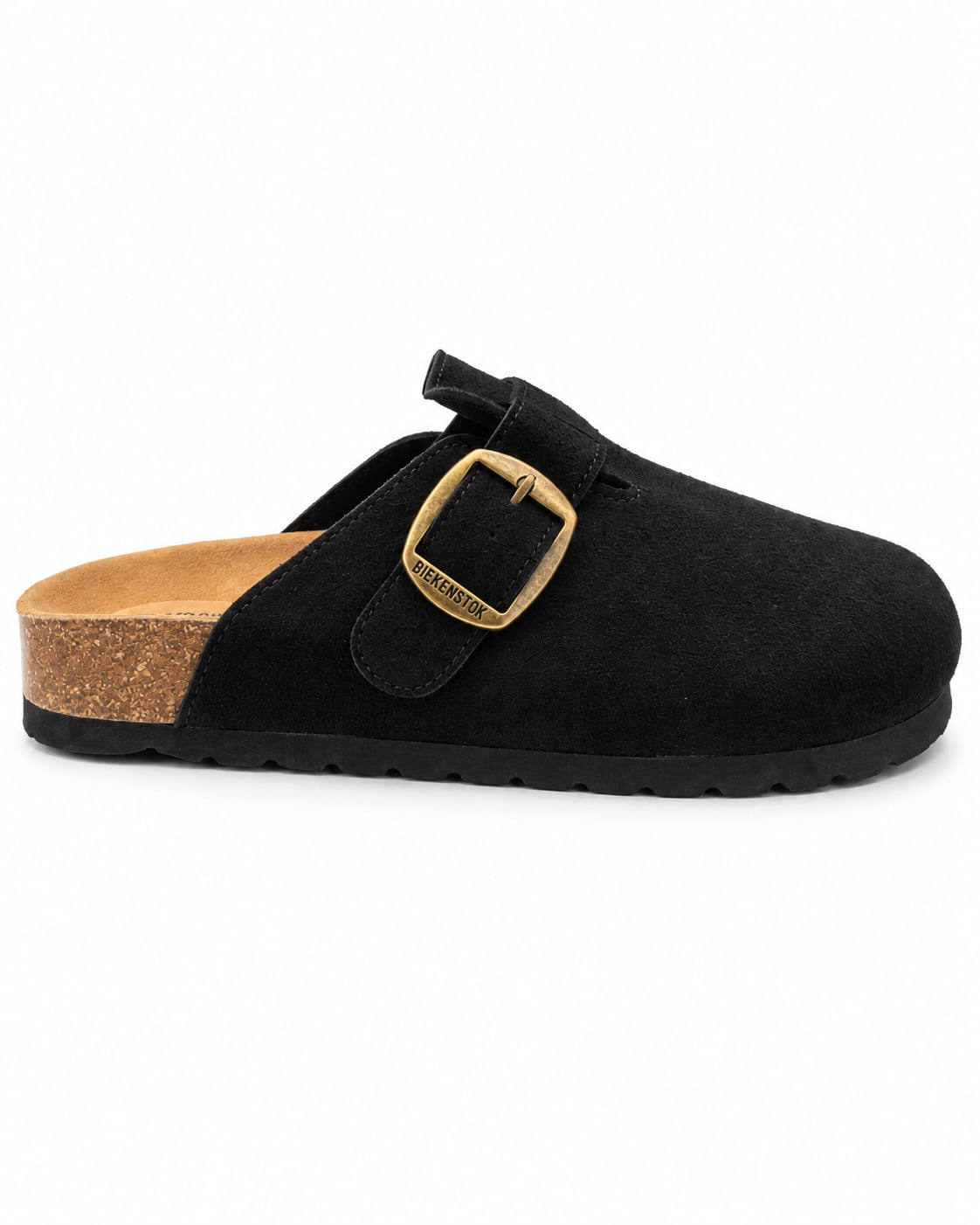 Zueco Corcho Hebilla Dorada color Negro - lateral