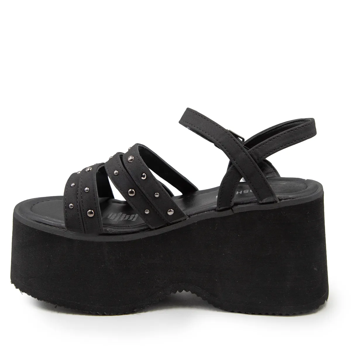 Sandalia Plataforma Negra con Tachas y Tiras Finas