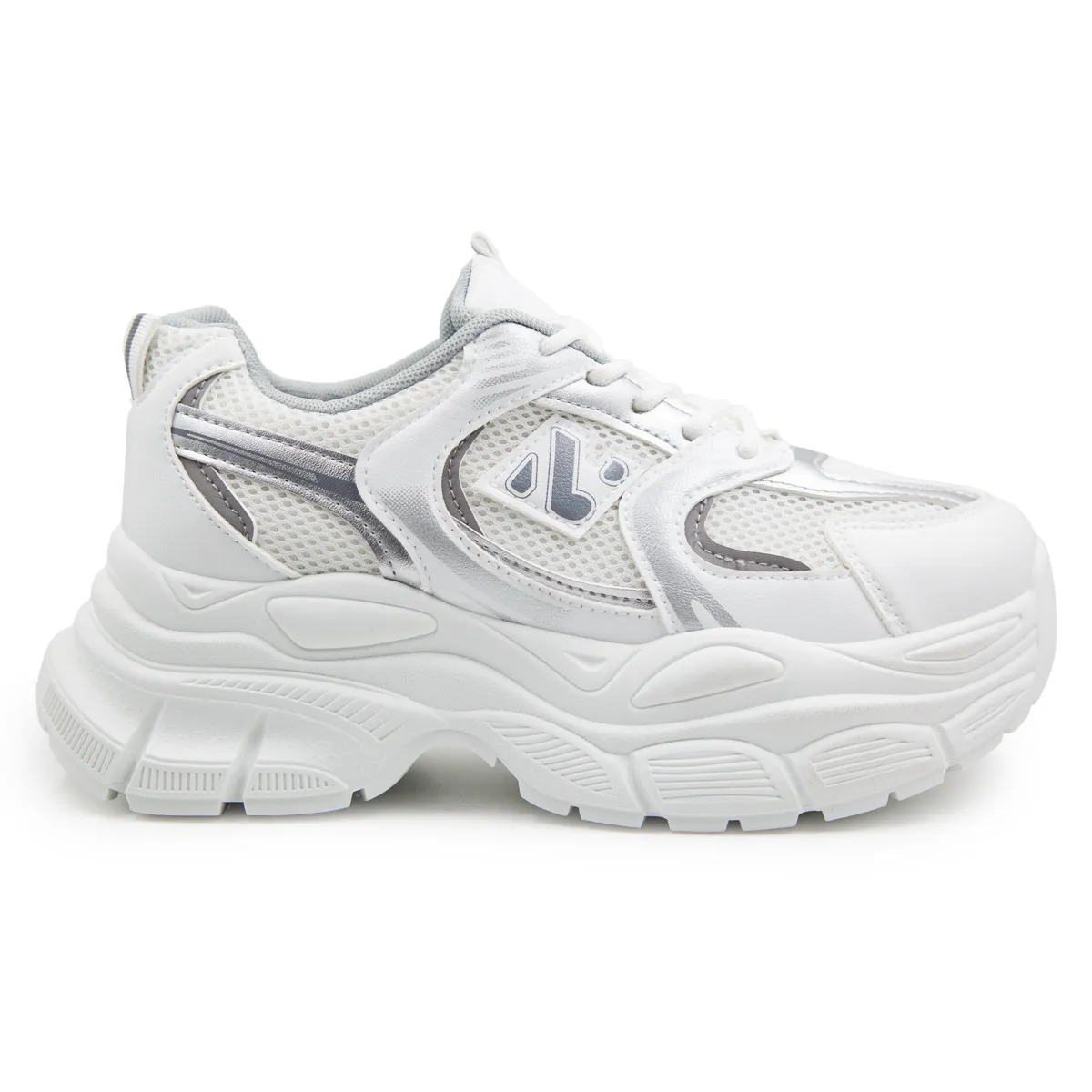 Zapatilla Chunky Blanca Plataforma Malla Transpirables