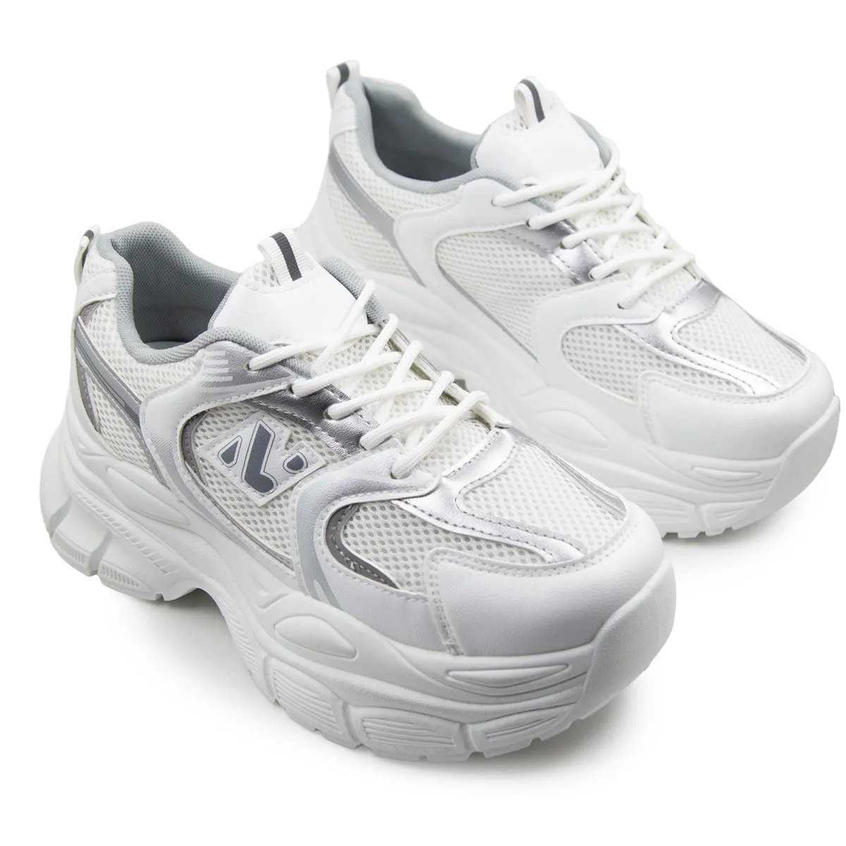 Zapatilla Chunky Blanca Plataforma Malla Transpirables