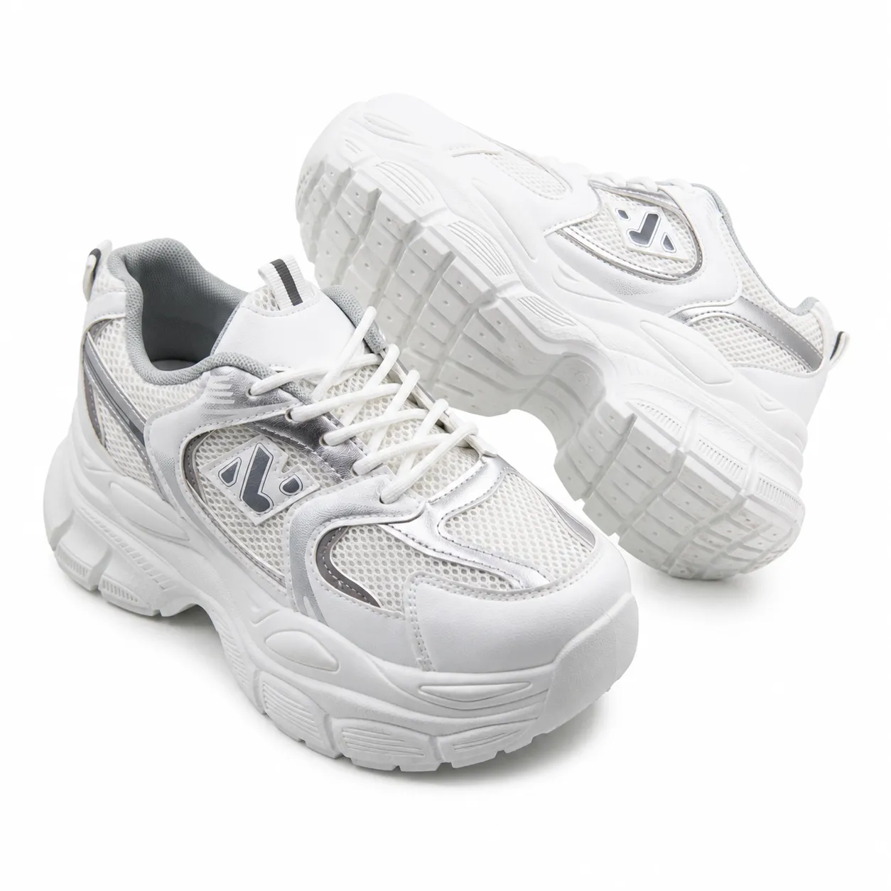 Zapatilla Chunky Blanca Plataforma Malla Transpirables